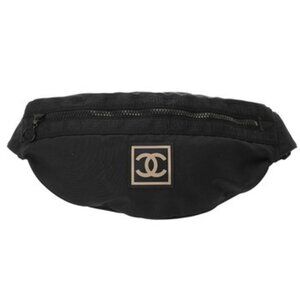 CHANEL Black Logo Fanny Pack